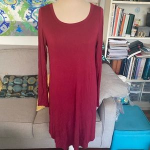 Dearcase Rayon Lagenlook Layering Dress L Maroon Soft NWOT